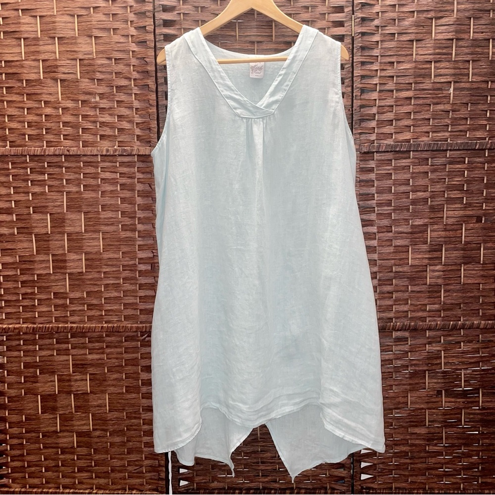 Match Point Elegant Sleeveless Midi Dress/Cover-up in Light Blue/Aqua. Size M.
